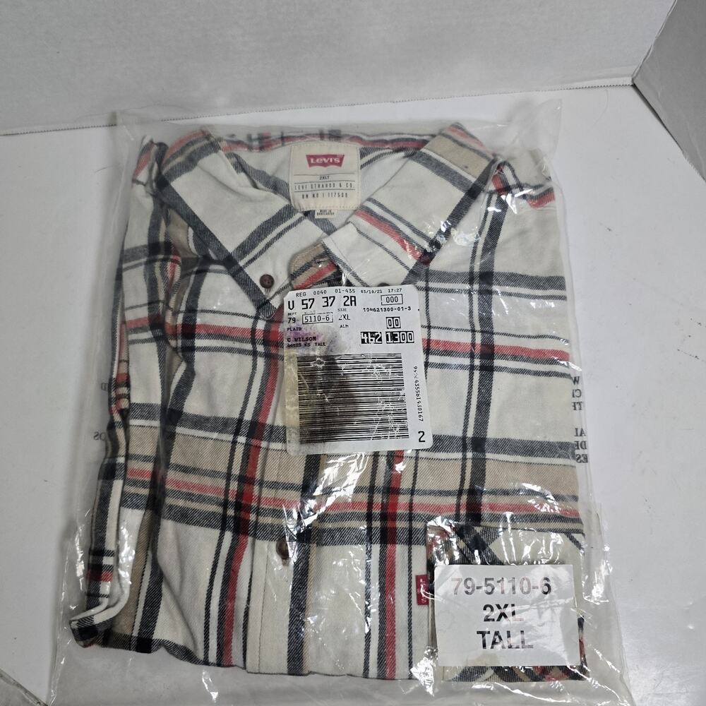 Men's Levi's Strauss & Co 2XLT Long Sleeve Button Soft Flannel Shirt RN 117508